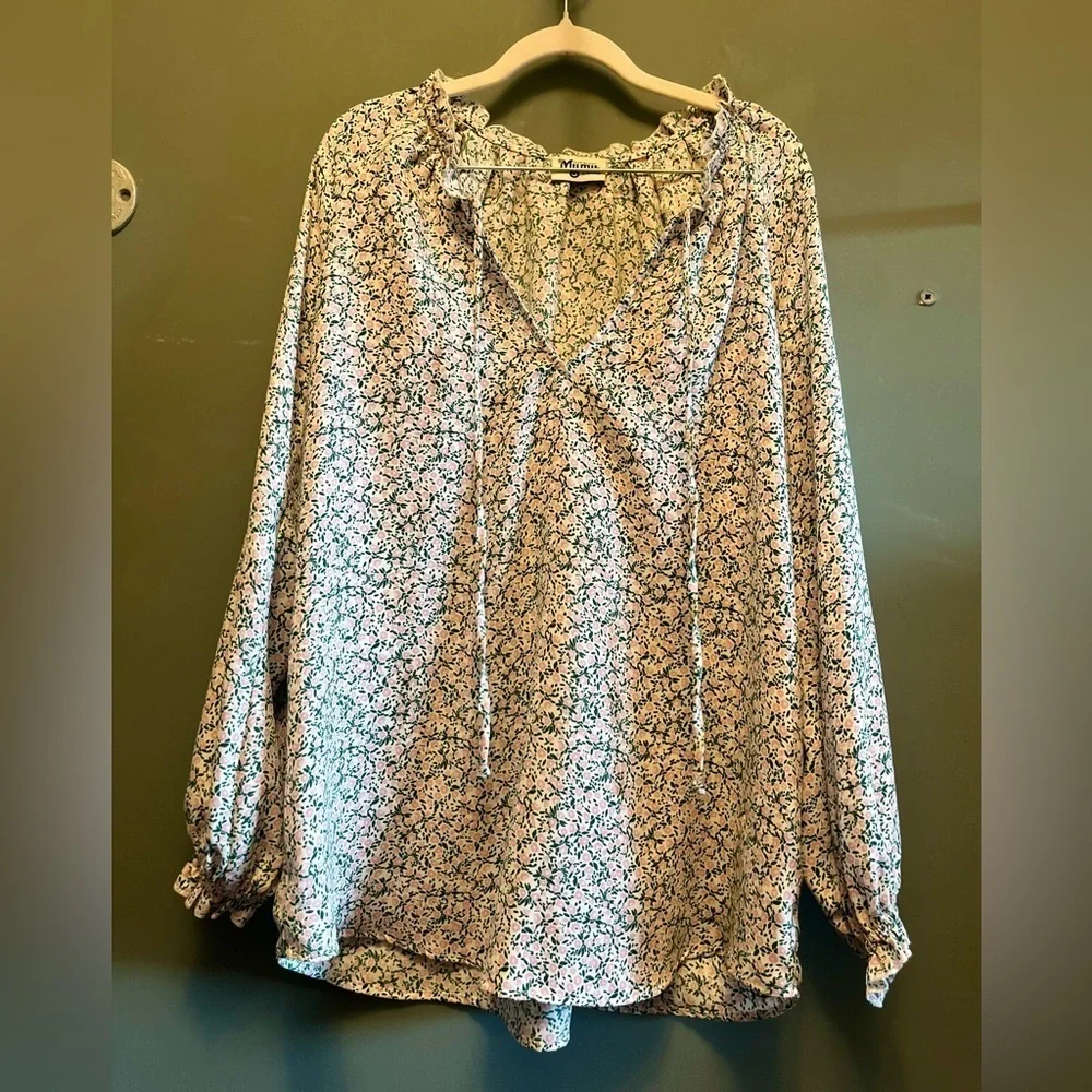 Show me your Mumu Charlene peony please tunic top pink green floral xsmall